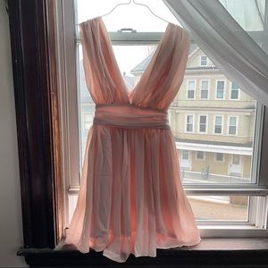 Blush Plunge Neck Dress